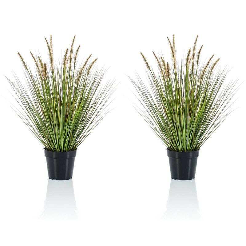 Foto van Set van 2x stuks kunstplanten groen gras sprieten 71 cm. - kunstplanten
