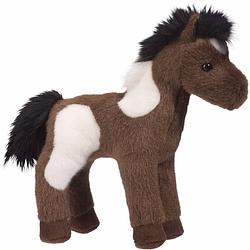 Foto van Pluche knuffel paint paard wit/donkerbruin 20 cm - knuffel boederijdieren