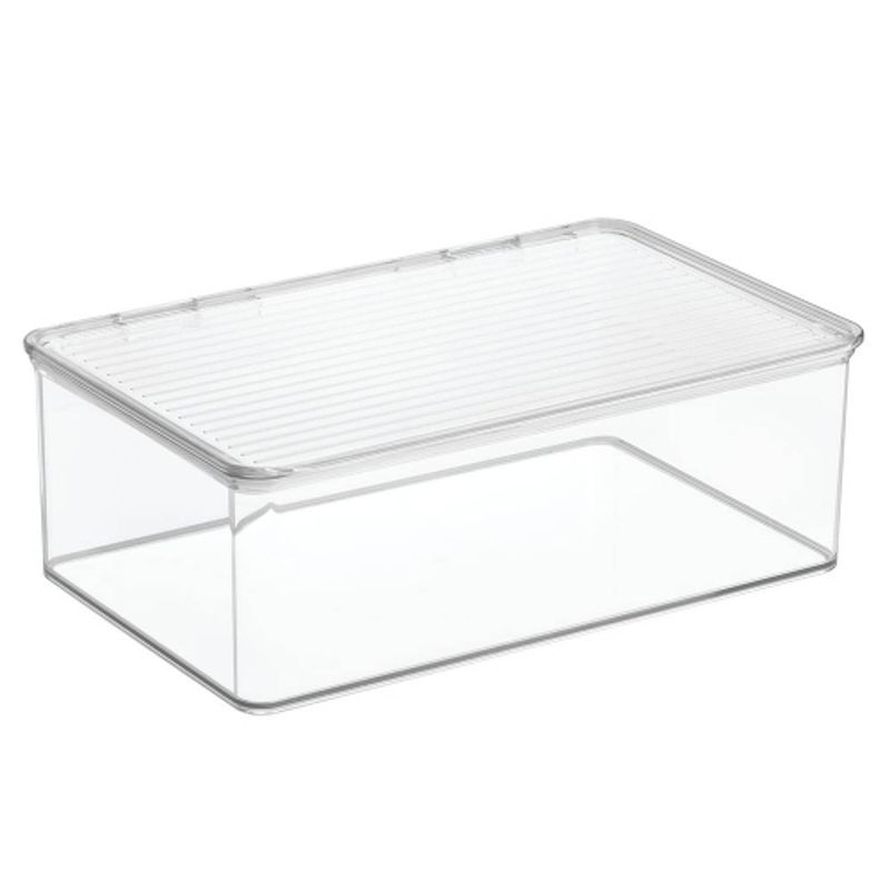 Foto van Idesign - opbergbox met deksel, 27.3 x 18.4 x 9.5 cm, stapelbaar, kunststof, transparant - idesign kitchen binz