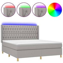 Foto van The living store boxspring - led en pocketvering matras - 160x200 - lichtgrijs