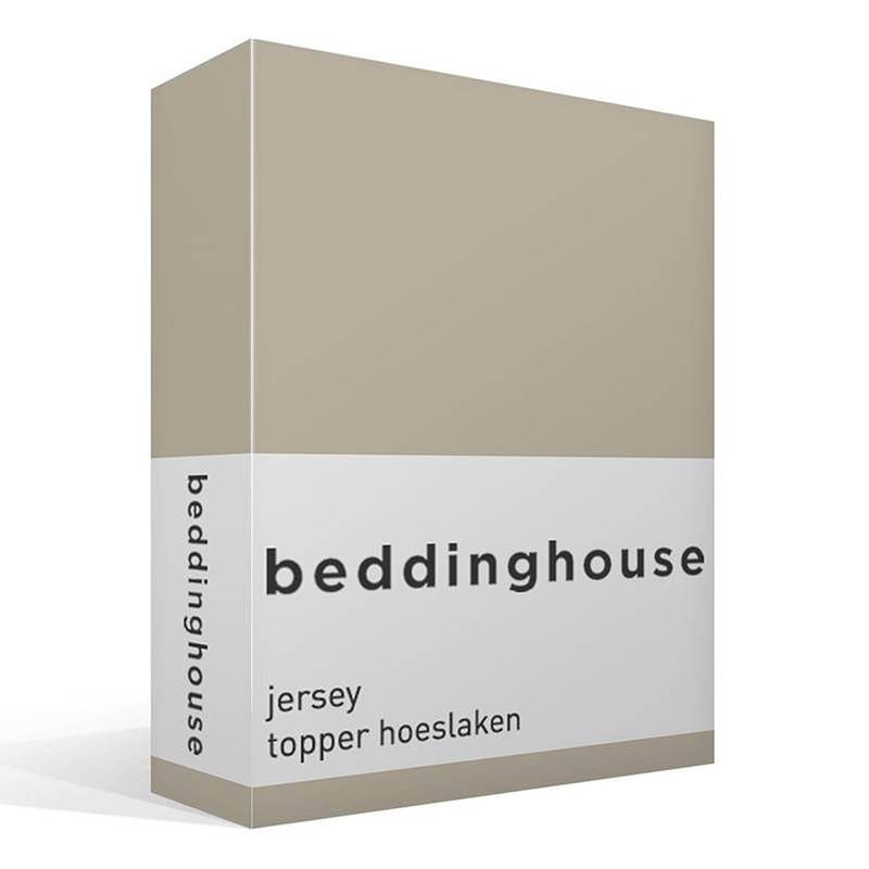 Foto van Beddinghouse jersey topper hoeslaken - 100% gebreide jersey katoen - lits-jumeaux (180x200/220 cm) - sand