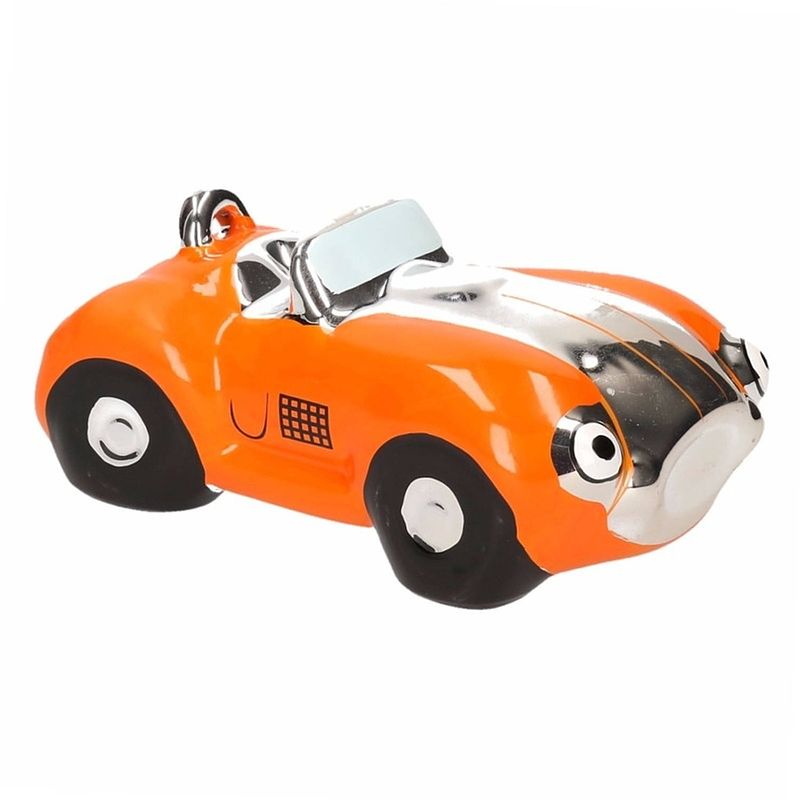 Foto van Oranje jongens sportauto cabriolet spaarpot 15 cm - spaarpotten