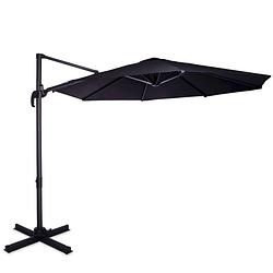 Foto van Vonroc parasol bardolino ø300cm - zweefparasol - draai & kantelbaar - upf 50+ doek - antraciet/zwart