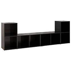 Foto van The living store televisiekast - hoogglans zwart - 72 x 35 x 36.5 cm - 4x tv-meubel