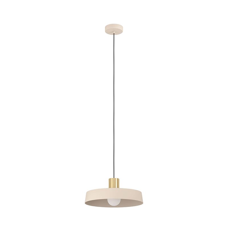 Foto van Eglo valdiola hanglamp - e27 - ø 36 cm - beige/goud - staal