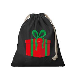 Foto van 1x kerst cadeauzak zwart cadeau met koord voor als cadeauverpakking - cadeauverpakking kerst