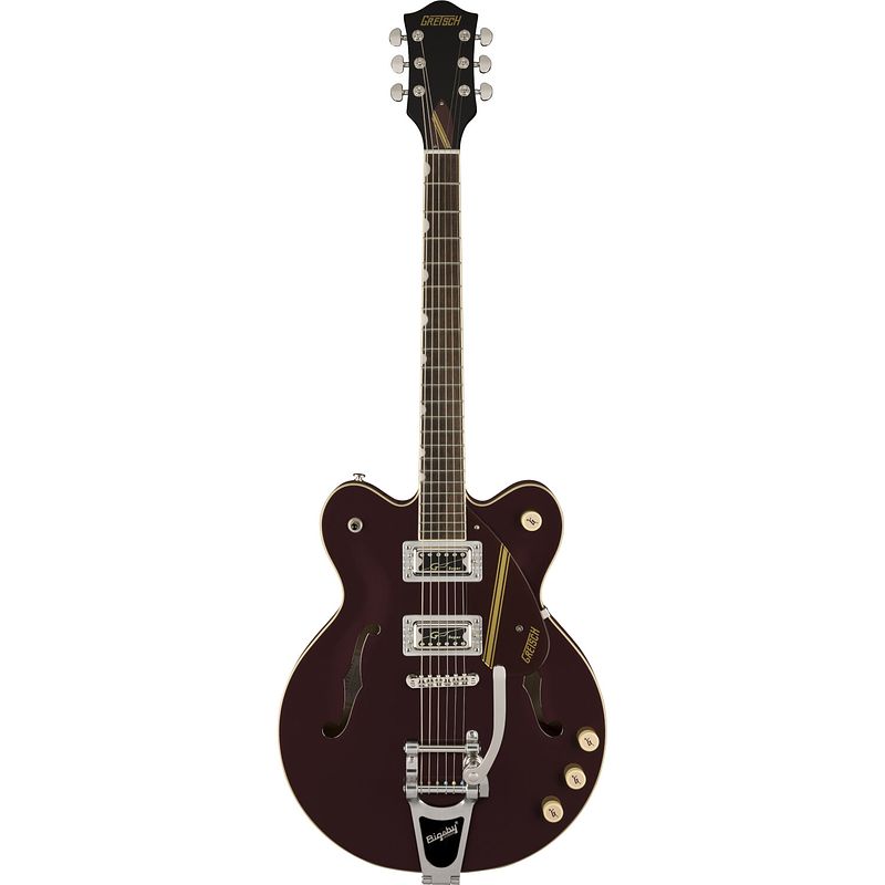 Foto van Gretsch g2604t streamliner rally ii center block bigsby il two-tone oxblood walnut stain limited edition