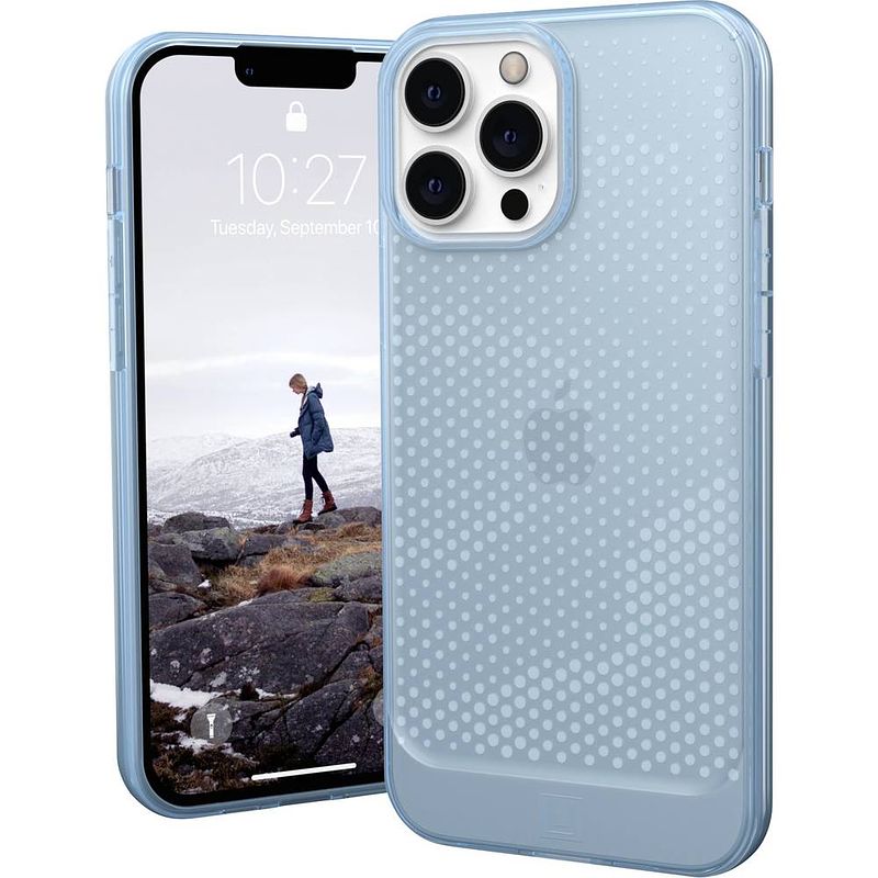 Foto van Urban armor gear lucent case backcover apple iphone 13 pro max blauw, transparant