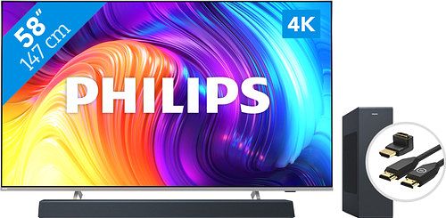 Foto van Philips the one (58pus8507) - ambilight (2022) + soundbar + hdmi kabel