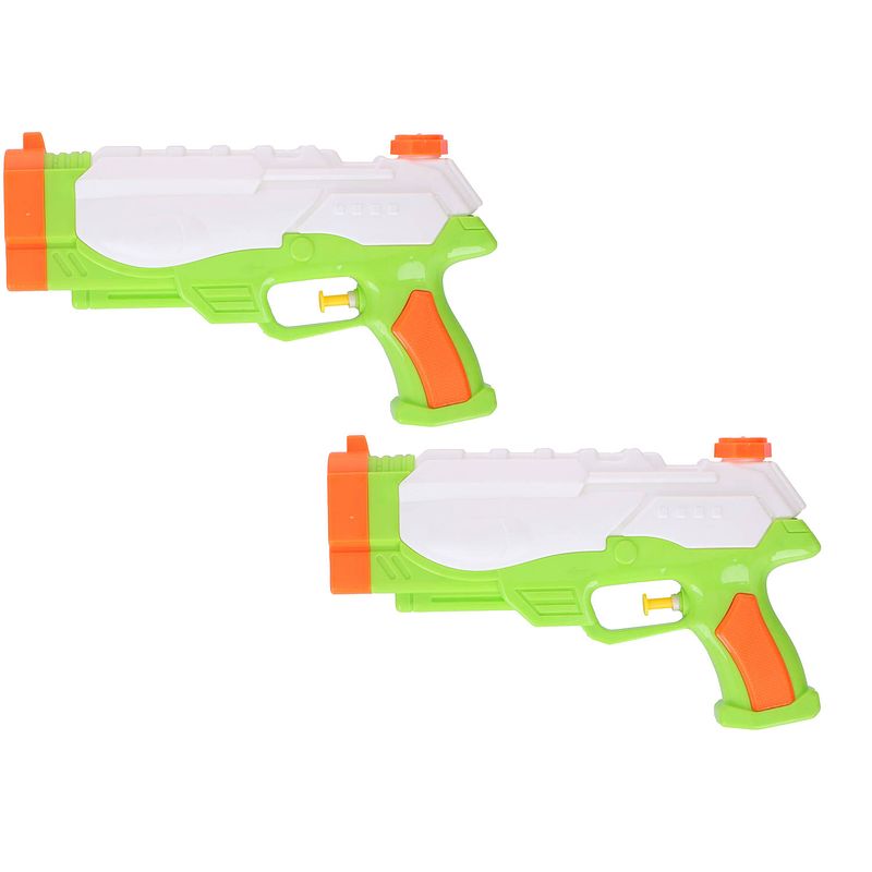 Foto van 2x waterpistool/waterpistolen groen 24,5 cm - waterpistolen