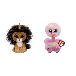 Foto van Ty - knuffel - beanie boo's - ramsey lion & avery ostrich