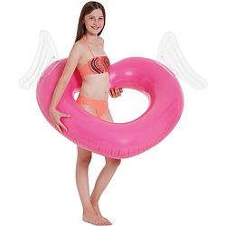 Foto van Roze hart opblaasbare zwemband/zwemring 108 cm kids speelgoed - zwembanden