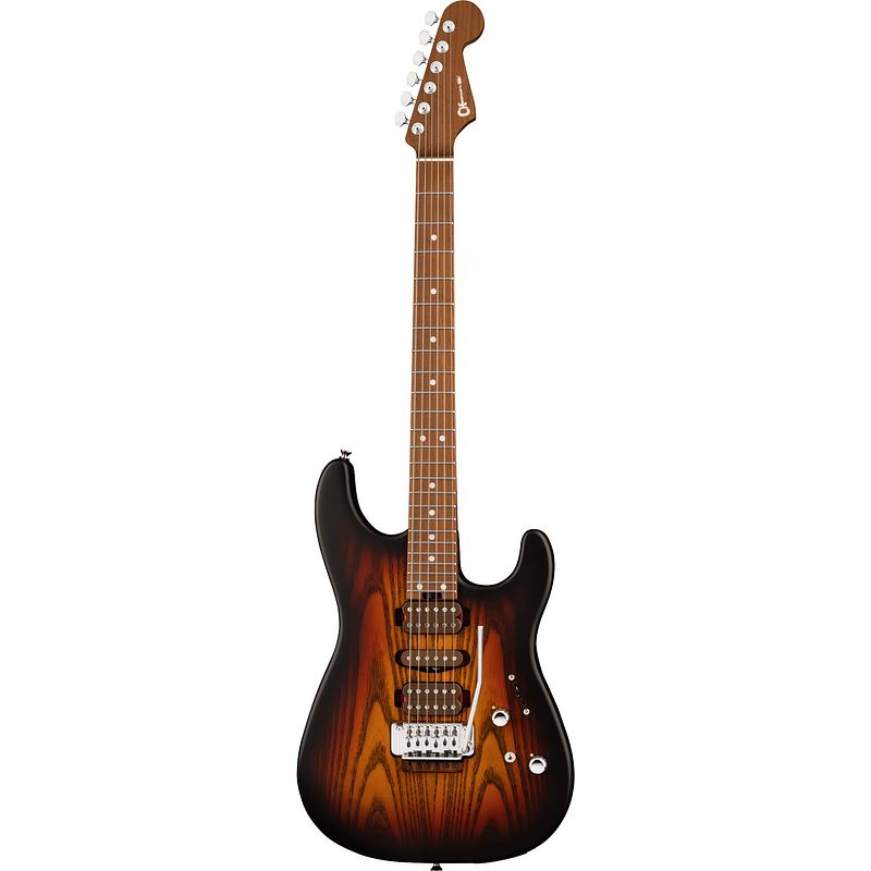 Foto van Charvel mj series guthrie govan signature san dimas sd24 cm 3-tone sunburst met koffer