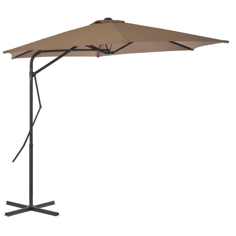 Foto van Vidaxl parasol met stalen paal 300 cm taupe