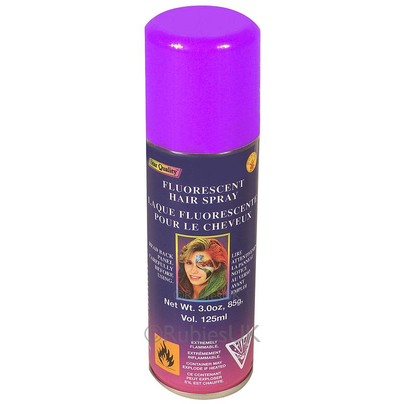 Foto van Haarverf/haarspray - neon paars - spuitbus - 125 ml - carnaval - verkleedhaarkleuring