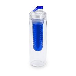 Foto van Drinkfles/waterfles met fruitfilter blauw 700 ml - fruit infuser - fruitwater flessen transparant/blauw