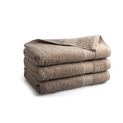 Foto van Seashell hotel collectie handdoek - taupe - 3 stuks - 70x140cm