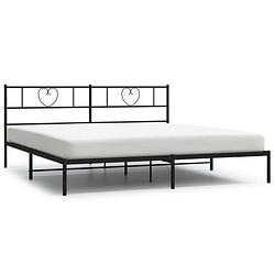 Foto van Vidaxl bedframe met hoofdbord metaal zwart 200x200 cm