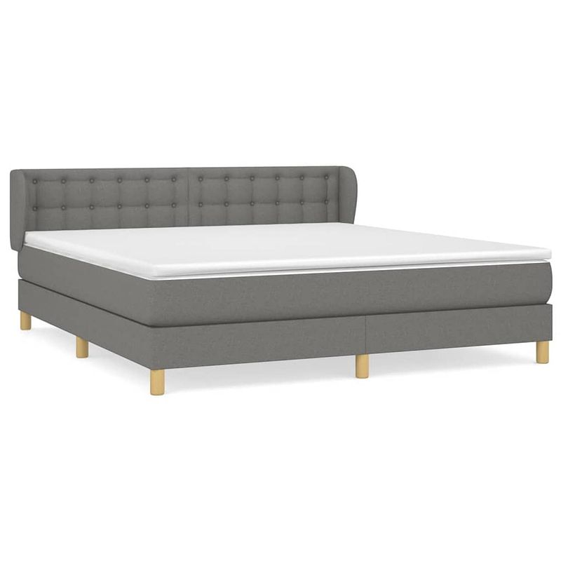 Foto van The living store boxspringbed - donkergrijs - 203x183x78/88 cm - pocketvering matras