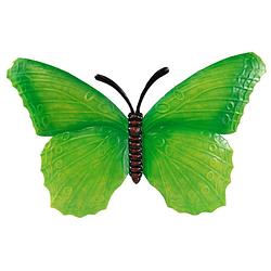Foto van Tuindecoratie vlinder van metaal groen 40 cm - muur/schutting decoratie vlinders - dierenbeelden