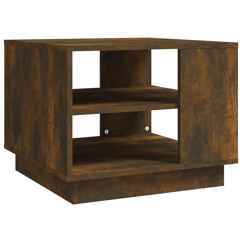 Foto van The living store banktafel - - salontafel - 55x55x43 cm - gerookt eiken