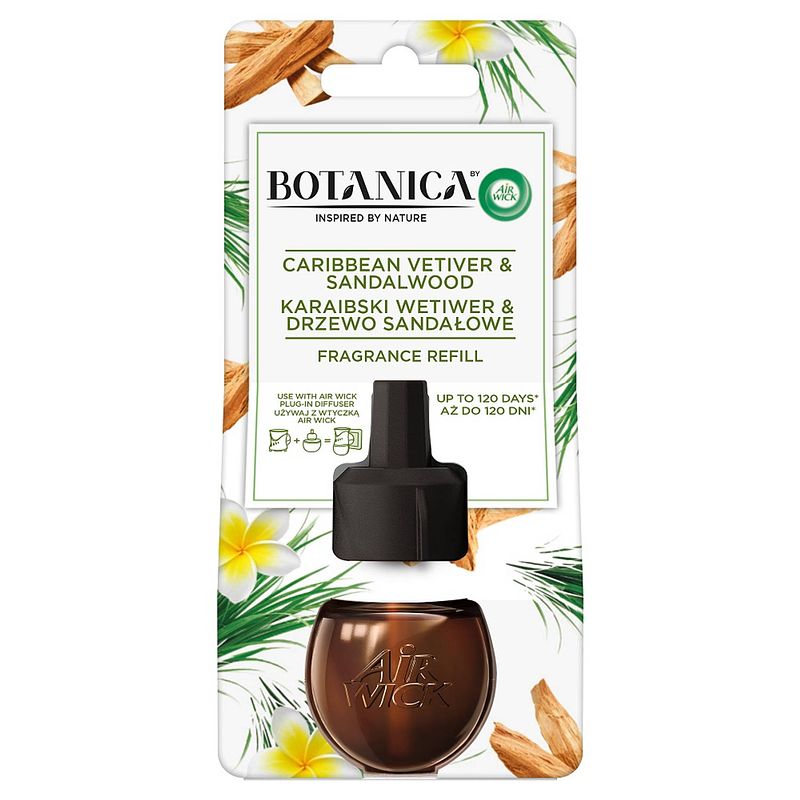 Foto van Botanica elektrische luchtverfrisser navulling caribisch vetiver & sandelhout 19ml