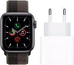 Foto van Apple watch se 4g 40mm space gray aluminium tornado/grijs sport loop + oplader 20w