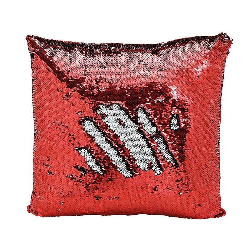 Foto van Set van 2x kussens rood metallic met pailletten 40 x 40 cm - sierkussens