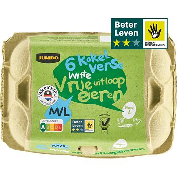 Foto van Jumbo witte vrije uitloopeieren m/l 6 stuks