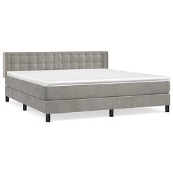 Foto van The living store boxspringbed - the living store - bed - 203 x 183 x 78/88 cm - lichtgrijs - fluweel - larikshout