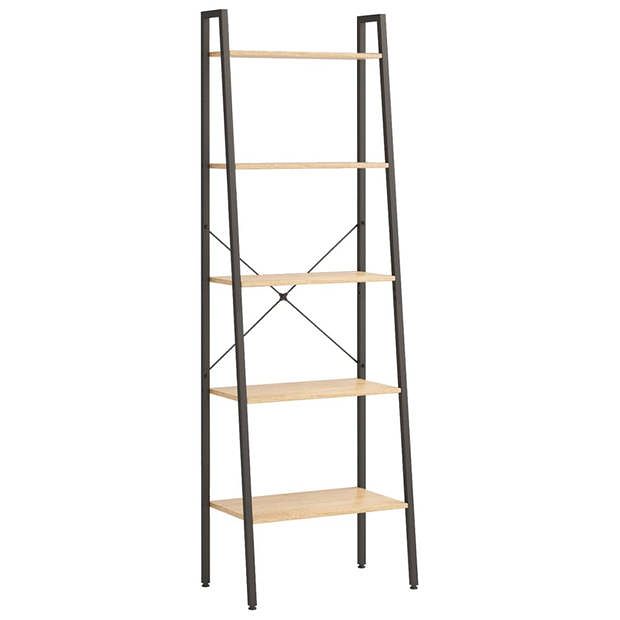 Foto van Vidaxl ladderrek met 5 schappen 56x35x174 cm lichtbruin en zwart