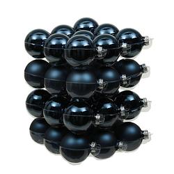 Foto van 36x stuks glazen kerstballen donkerblauw 4 cm mat/glans - kerstbal