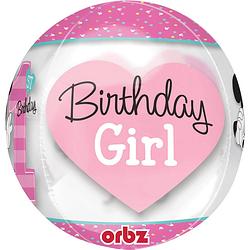 Foto van Amscan folieballon orbz minnie's 1st birthday 38 x 40 cm roze