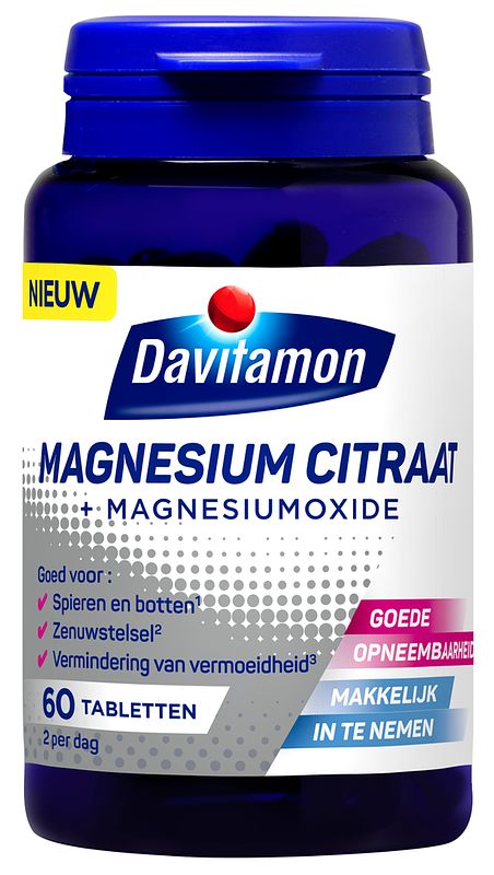 Foto van Davitamon magnesium citraat tabletten, 60 stuks bij jumbo