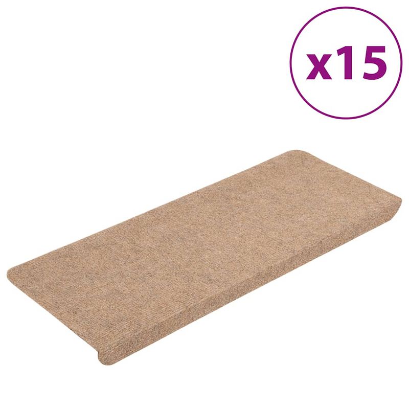 Foto van Vidaxl trapmatten zelfklevend 15 st 65x24,5x3,5 cm beige