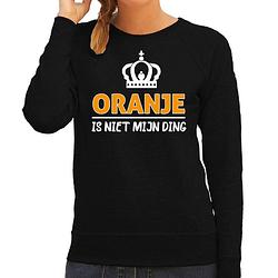 Foto van Koningsdag sweater - oranje is niet mijn ding - dames - zwart m - feesttruien