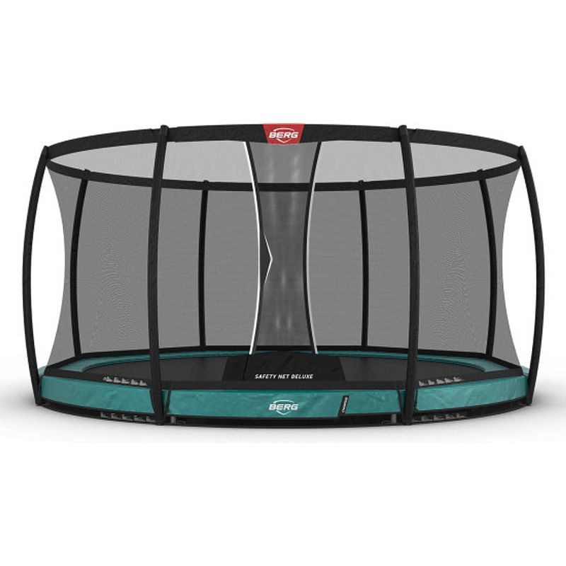 Foto van Berg trampoline champion met veiligheidsnet - safetynet deluxe xl - inground - 430 cm - groen - airflow - twinspring