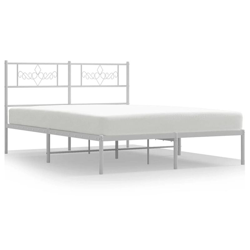 Foto van Vidaxl bedframe met hoofdbord metaal wit 120x200 cm