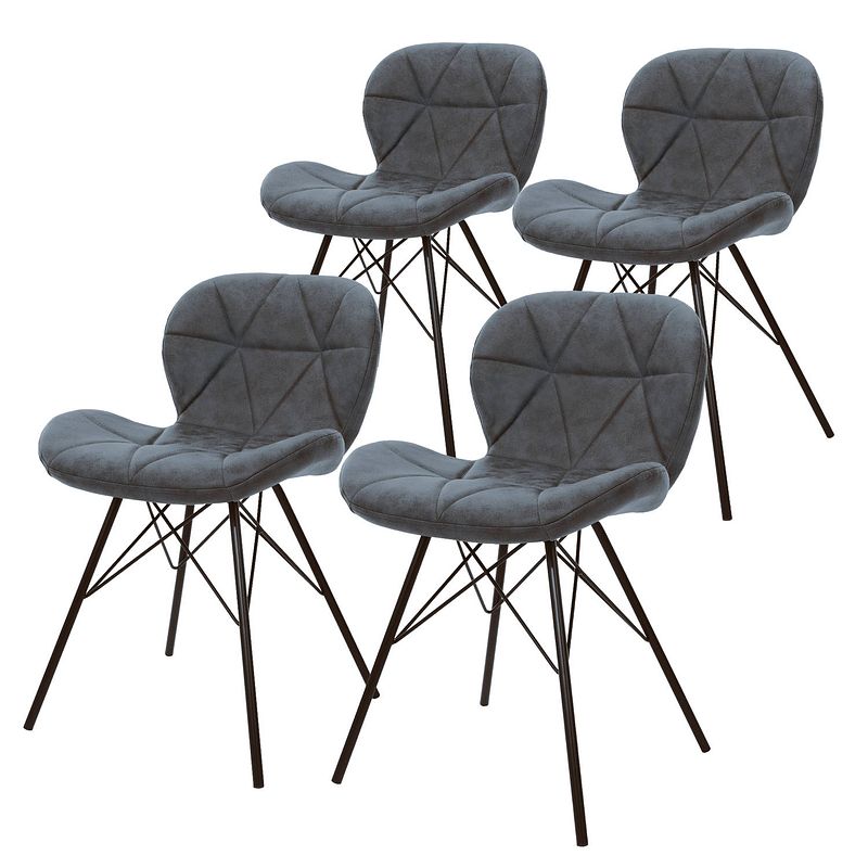 Foto van Ml-design set van 4 eetkamerstoelen met rugleuning, antraciet, keukenstoel met kunstleren bekleding, gestoffeerde stoel