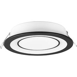 Foto van Led spot - inbouwspot - trion cynomi - 10w - warm wit 3000k - rond - mat zwart - kunststof - ø140mm