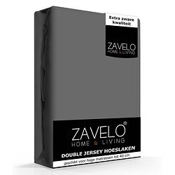 Foto van Zavelo double jersey hoeslaken antraciet-lits-jumeaux (180x220 cm)