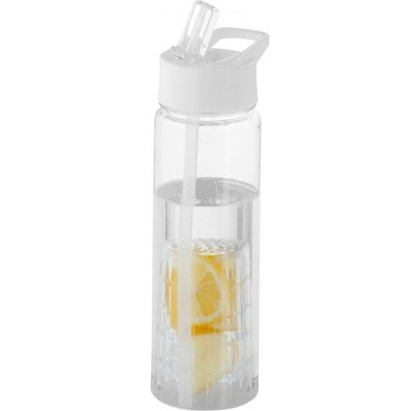 Foto van Drinkfles/waterfles tranparant met wit fruit filter 740 ml - drinkflessen