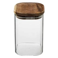 Foto van Voorraadbus/voorraadpot 1l glas met acacia houten deksel - voorraadpot