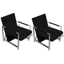 Foto van The living store fauteuilset - moderne vormgeving - stoelenset van hoge kwaliteit - 53 x 69 x 73 cm - chromen voeten