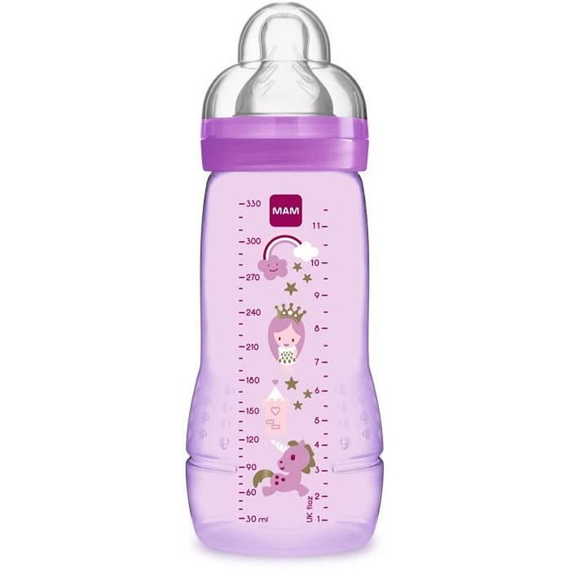 Foto van Mam-fles easy active 2e leeftijd gekleurd 330 ml girl speen flow x