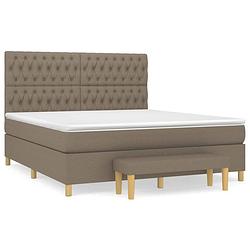 Foto van The living store boxspringbed - comfort - bed en matras - 203 x 180 x 118/128 cm - taupe