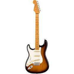 Foto van Fender american vintage ii 1957 stratocaster lh mn 2-color sunburst linkshandige elektrische gitaar met koffer