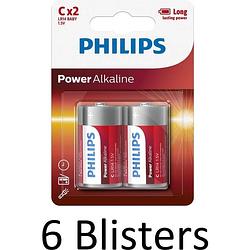 Foto van 12 stuks (6 blister a 2st) - philips power c/lr14 alkalinebatterij