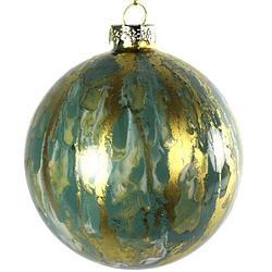 Foto van Non-branded kerstbal sicco 12 cm glas goud/turquoise