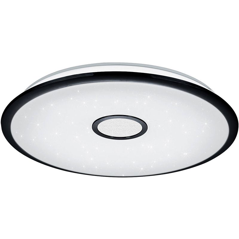 Foto van Led plafondlamp - trion okinagi - 50w - aanpasbare kleur - afstandsbediening - dimbaar - sterlicht - rond - mat zwart -